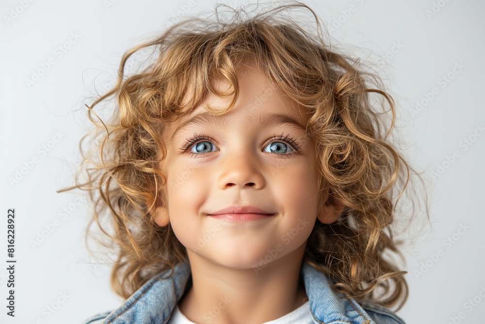 Smiling child with blue eyes and curly hair Smiling child with blue eyes and curly hair