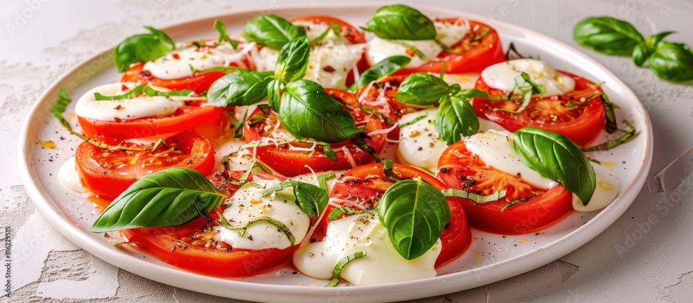 Fresh tomato, mozzarella, and basil plate Fresh tomato, mozzarella, and basil plate