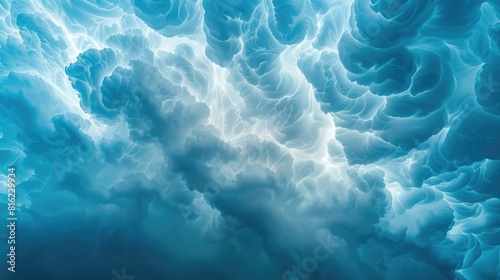 Close-Up of Mammatus Clouds Against Deep Blue Sky with Sunlit Edges Emphasizing Texture and Contours