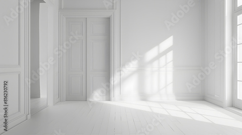 Empty white room without door and window Interior of the freshly renovated room : Generative AI © Generative AI