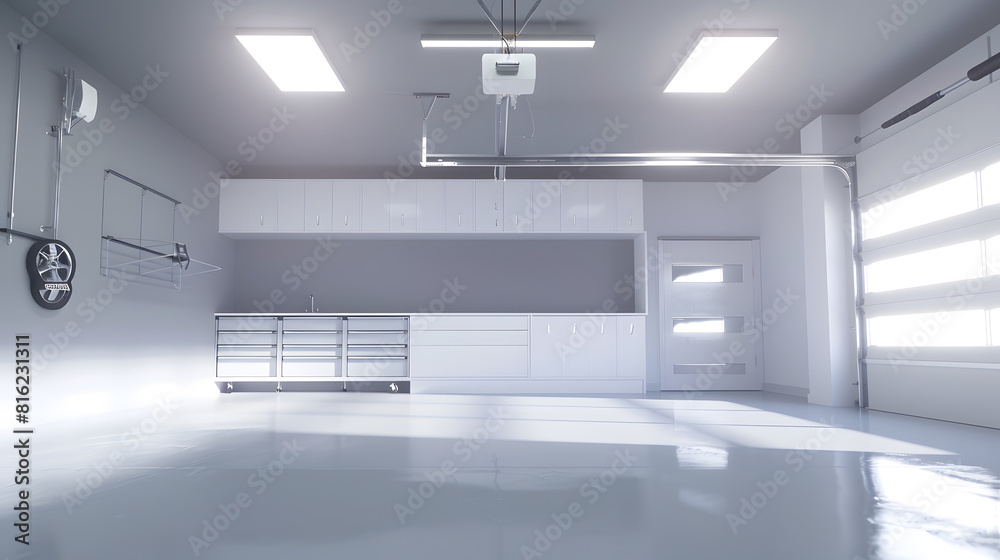 Modern brand new home garage interior background : Generative AI Modern brand new home garage interior background : Generative AI