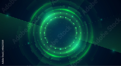 Futuristic Green High Tech Cyber Tunnel