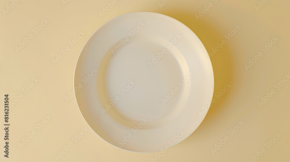 white plate mockup with cream background for the wedding template top view : Generative AI white plate mockup with cream background for the wedding template top view : Generative AI