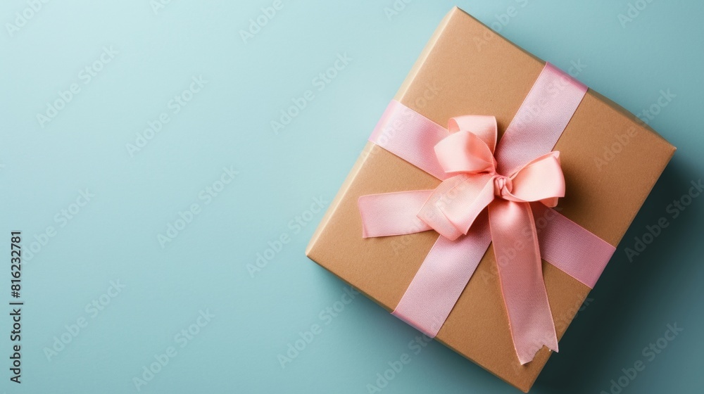 Pink ribbon tie for gift box wrapping