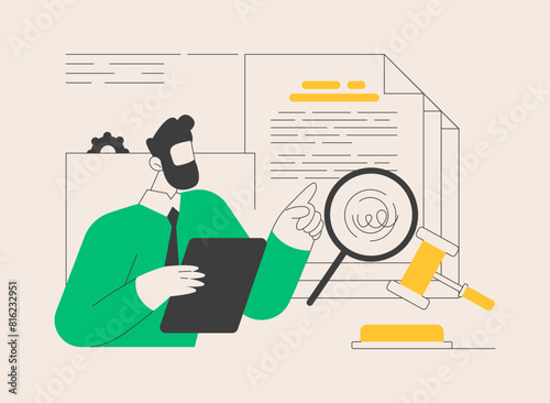 Legal research abstract concept vector illustration.