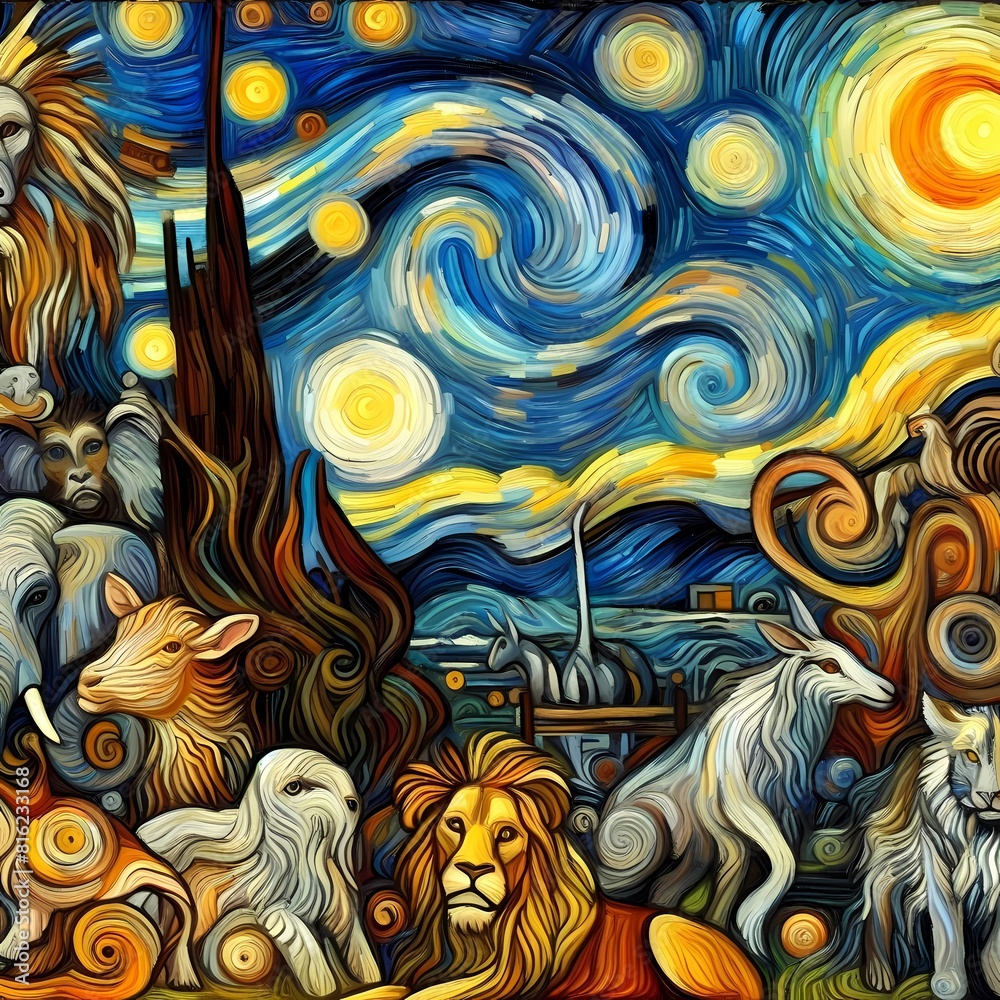 abstract paintings of various kinds of animals,abstract artwork forms ...