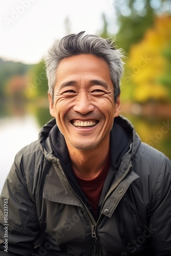 Portrait of a cheerful elderly Asian man
