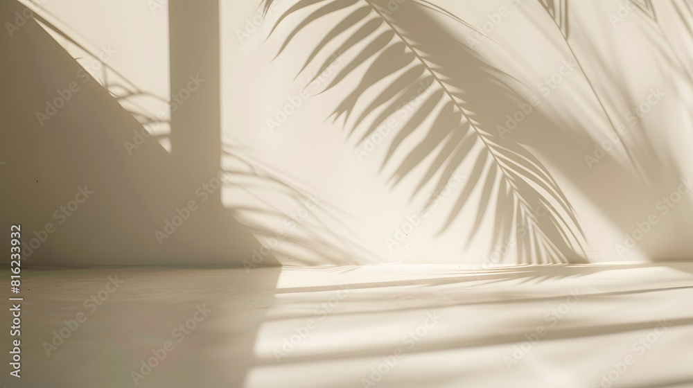 Minimalist room with palm shadow : Generative AI Minimalist room with palm shadow : Generative AI