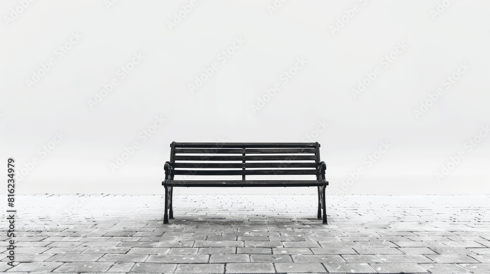 Park Bench Alone on White Background