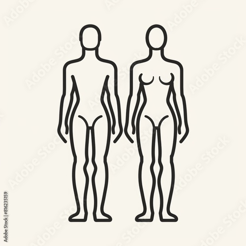 Line drawing of human body illustration for medical theme promotion