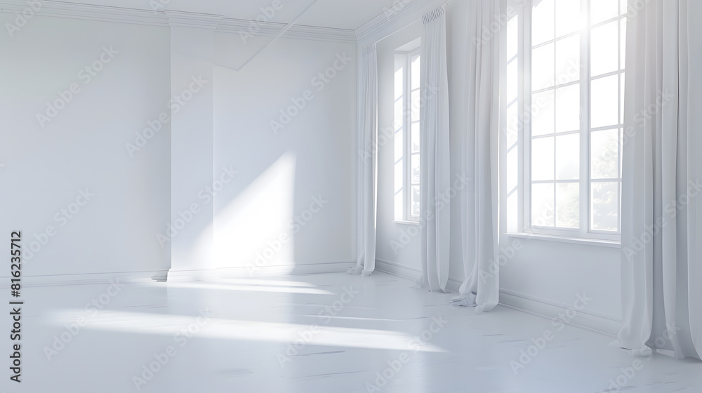 Fototapeta premium High resolution white room with window : Generative AI