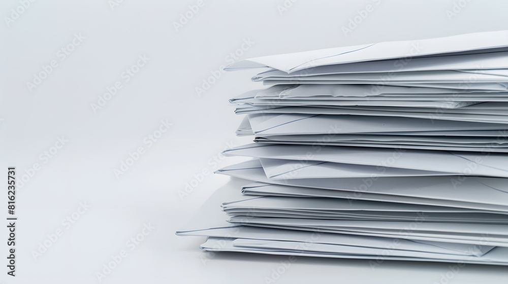 Stack of air mail envelopes on white background : Generative AI Stack of air mail envelopes on white background : Generative AI