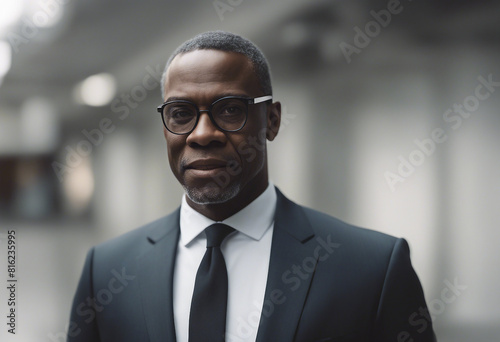 portrait of black American man senator, isolated white background, copy space for text
 photo