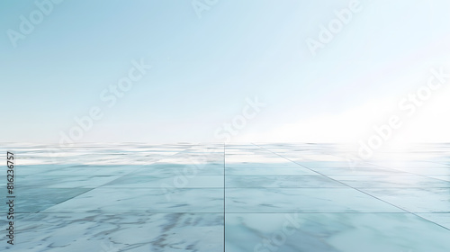 clear blue sky and empty marble floor : Generative AI