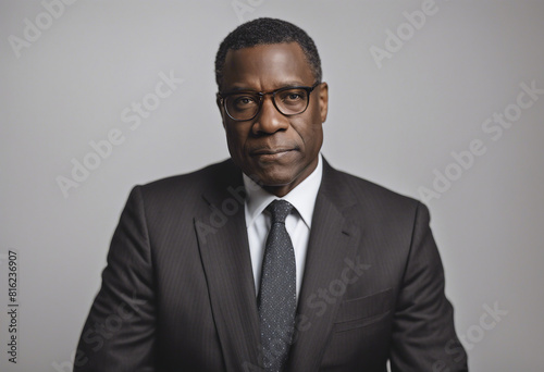 portrait of black American man senator, isolated white background, copy space for text 