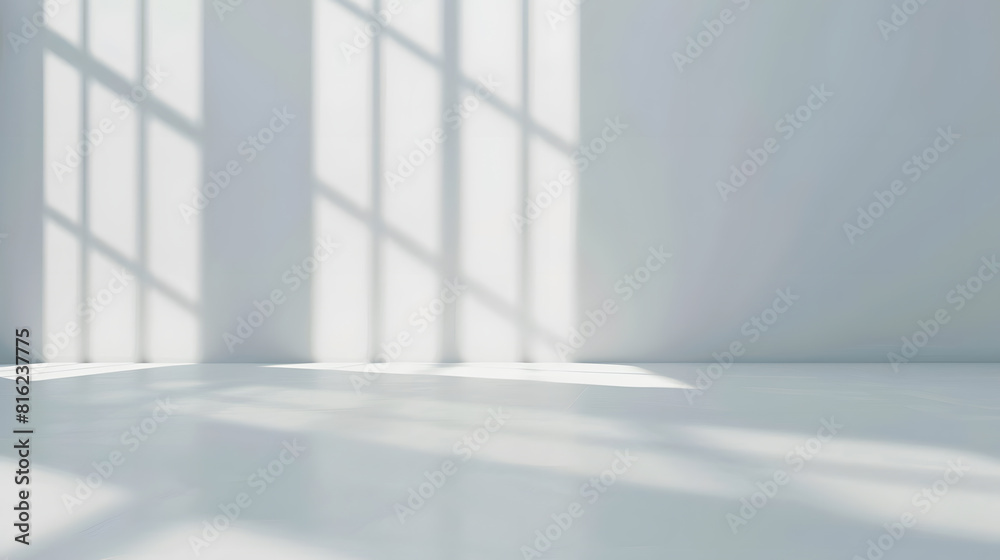 Abstract white studio background for product presentation Empty gray room with shadows of window Display product with blurred backdrop : Generative AI Abstract white studio background for product presentation Empty gray room with shadows of window Display product with blurred backdrop : Generative AI
