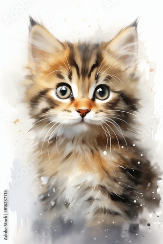 cat kitten watercolor illustration. 