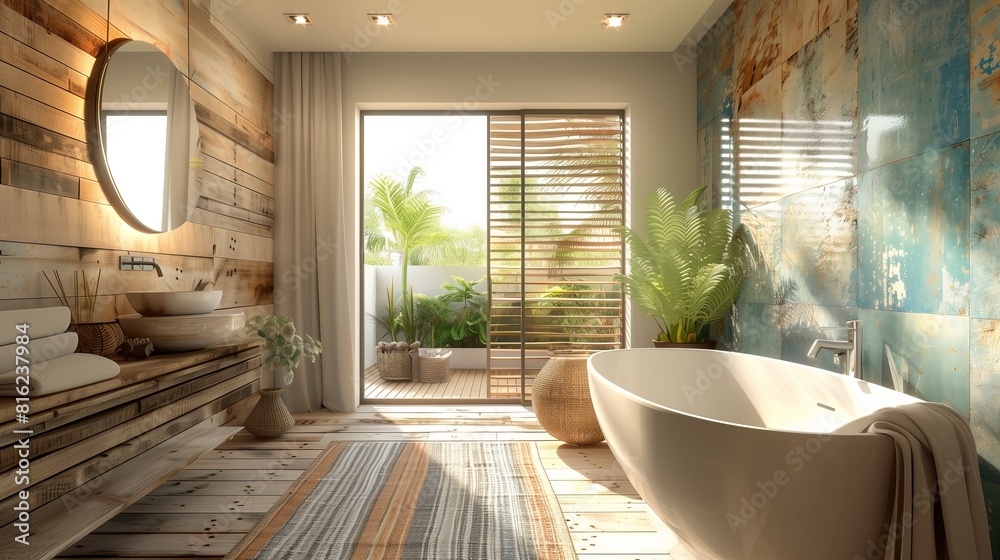 Fototapeta premium Modern minimalist bathroom interior 