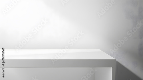 Wallpaper Mural Empty white table top mock up white desk and white background : Generative AI Torontodigital.ca