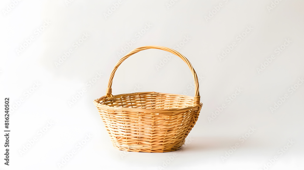 Empty wicker basket isolated on white background : Generative AI Empty wicker basket isolated on white background : Generative AI