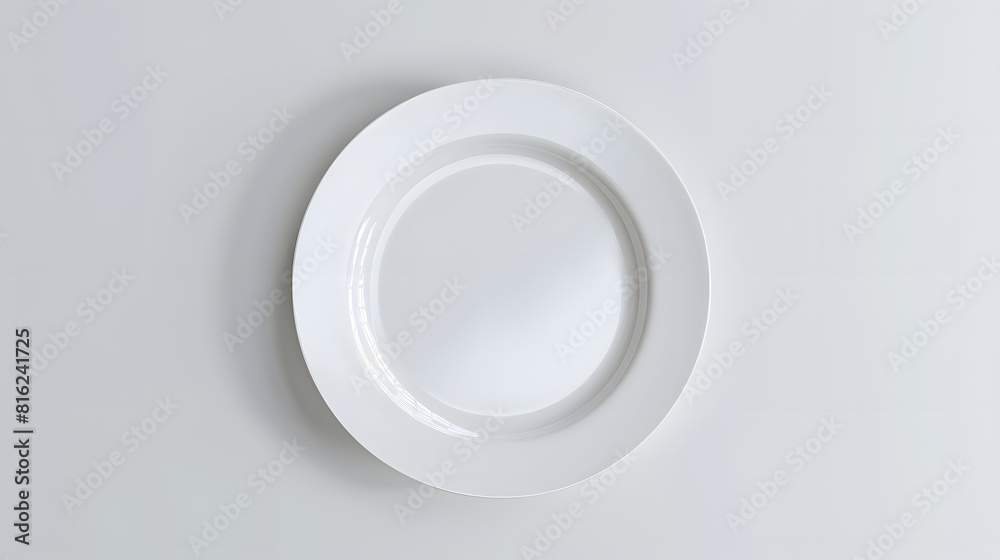 White plate placed on a white background : Generative AI White plate placed on a white background : Generative AI
