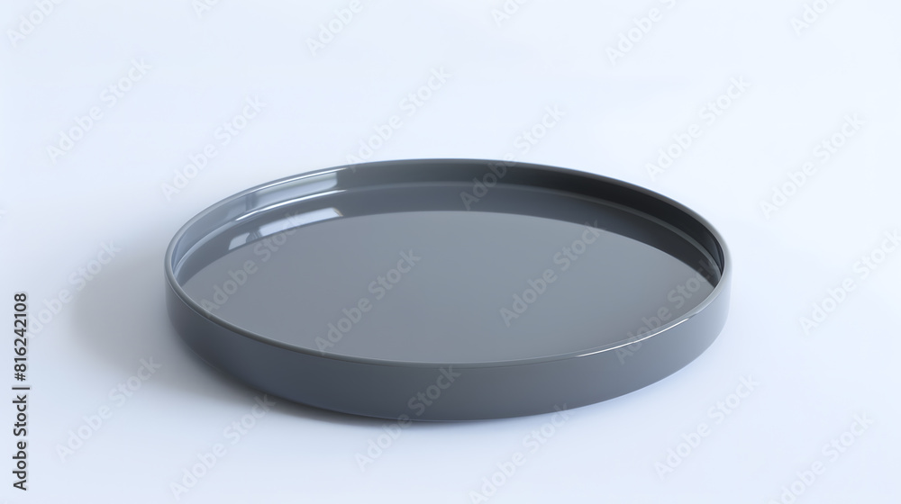 Empty ceramic plate gray round tray plate isolated on white background with clipping path : Generative AI Empty ceramic plate gray round tray plate isolated on white background with clipping path : Generative AI