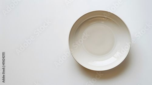 Empty ceramic plate isolated on white top view   Generative AI