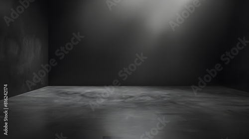 Cement floor and black wall backgrounds empty room interior use for display products and cover banner : Generative AI