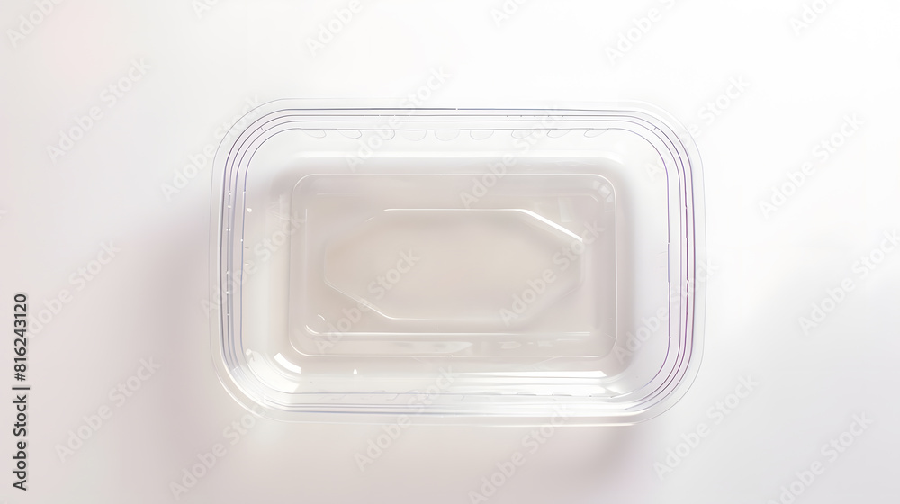 Plastic food box disposable top view with clipping path isolated on white background : Generative AI Plastic food box disposable top view with clipping path isolated on white background : Generative AI