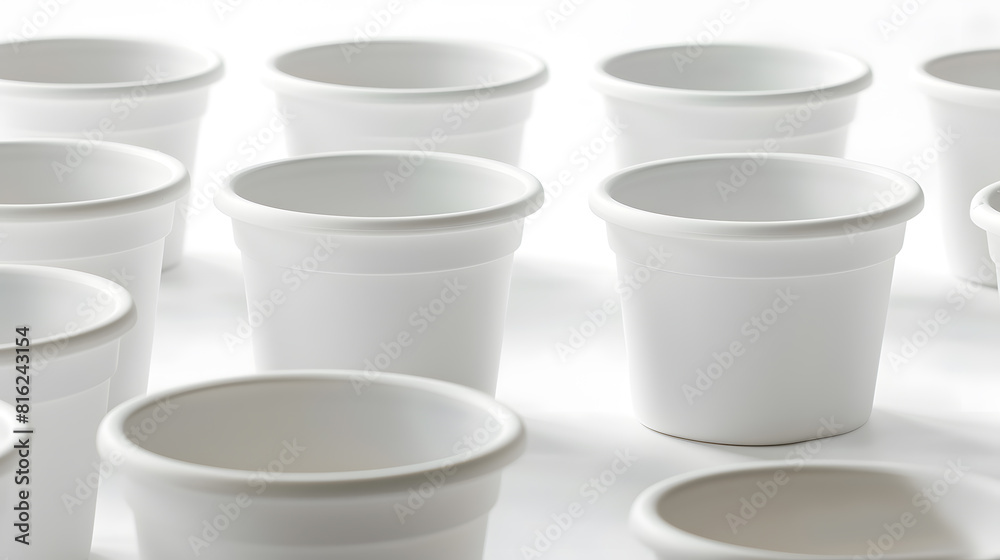 Empty plant pots isolated on white background and clipping path White pots : Generative AI Empty plant pots isolated on white background and clipping path White pots : Generative AI
