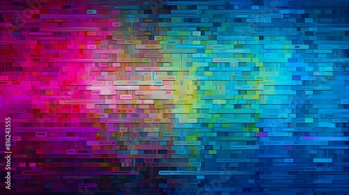 Vibrant Abstract Mosaic. Dynamic Digital Gradient of Geometric Shapes.