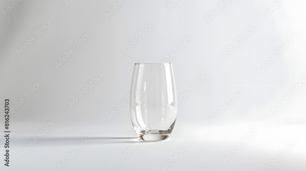 Empty glass for water juice or milk on white background : Generative AI Empty glass for water juice or milk on white background : Generative AI