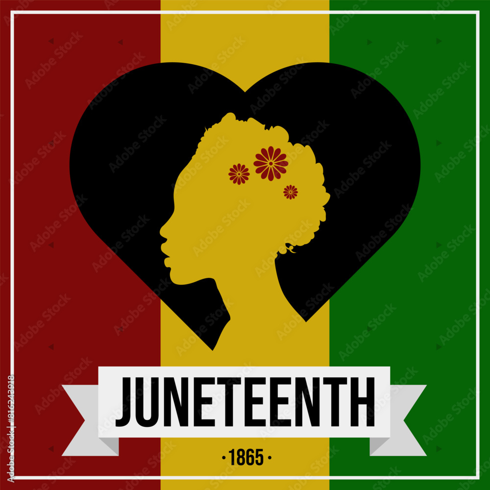 juneteenth greeting design with afro girl and heart shape suitable for juneteenth day on june 19