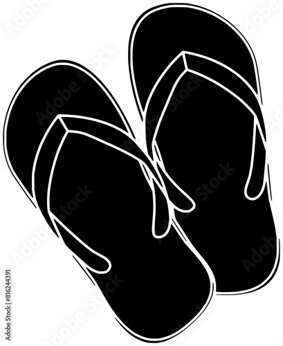 footwear illustration beach silhouette summer logo fashion icon travel outline vacation rubber pair holiday sandal flop slipper shoe relax shape casual foot beauty for vector graphic background