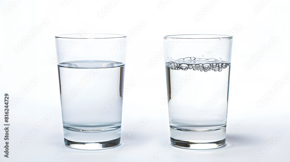 tall empty half and full glass of water isolated on white with clipping path included : Generative AI tall empty half and full glass of water isolated on white with clipping path included : Generative AI