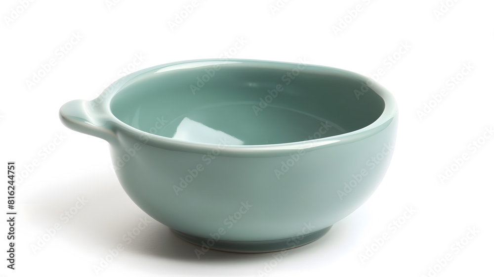 Empty small bowl with handle isolated on white background : Generative AI Empty small bowl with handle isolated on white background : Generative AI