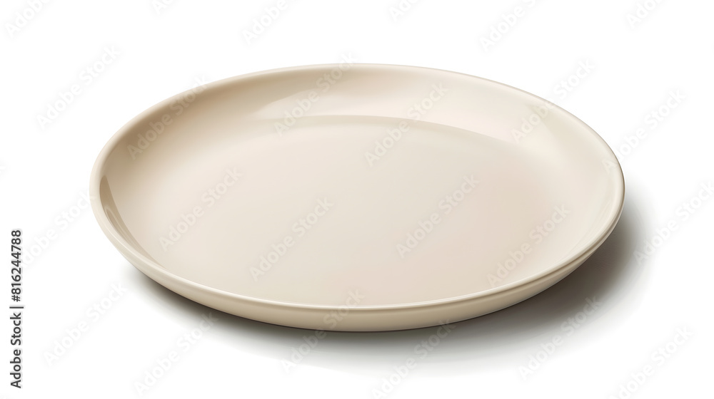 Empty ceramic round plate isolated on white : Generative AI Empty ceramic round plate isolated on white : Generative AI