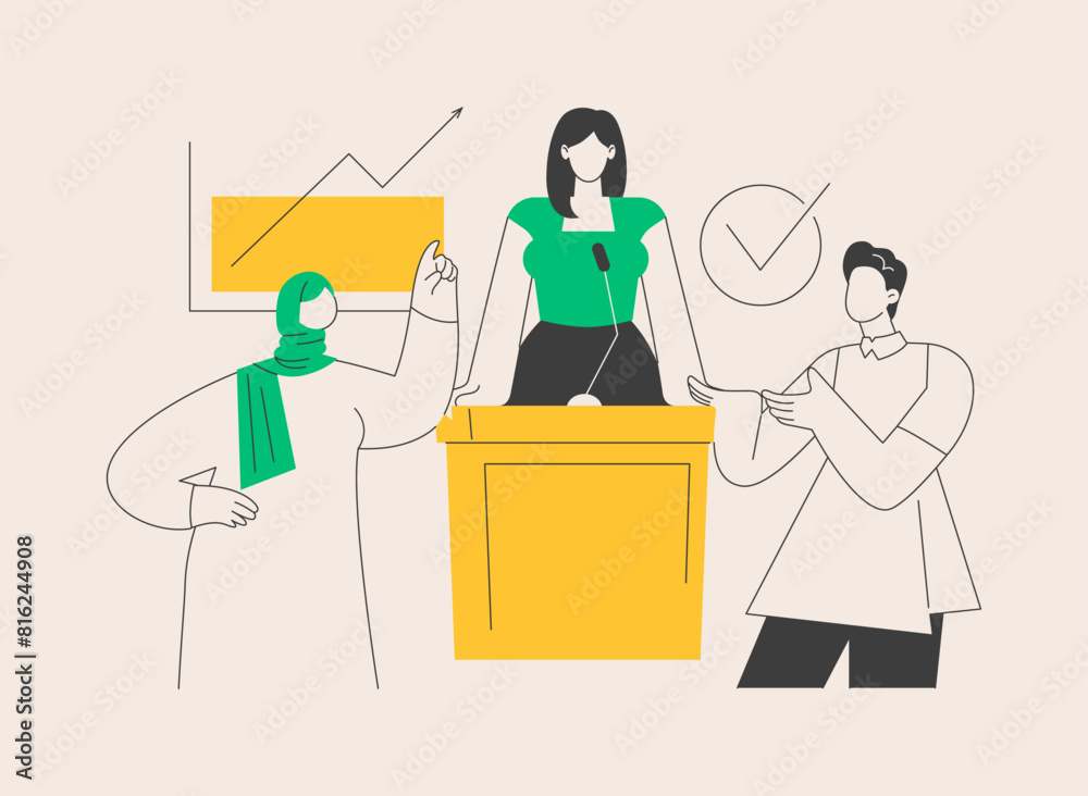 Participation of women abstract concept vector illustration. Participation of women abstract concept vector illustration.