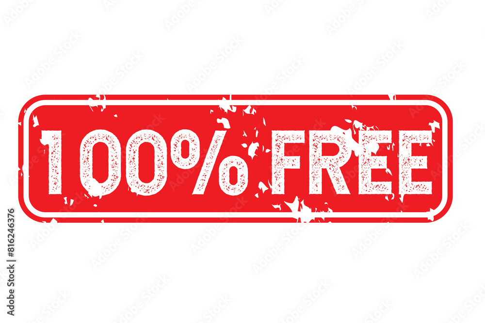 100% FREE text written on orange stamp sign 100% FREE text written on orange stamp sign