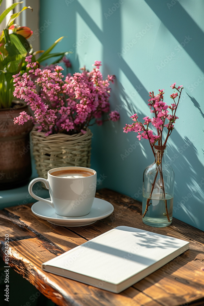 cup of tea with flowers and book cup of tea with flowers and book