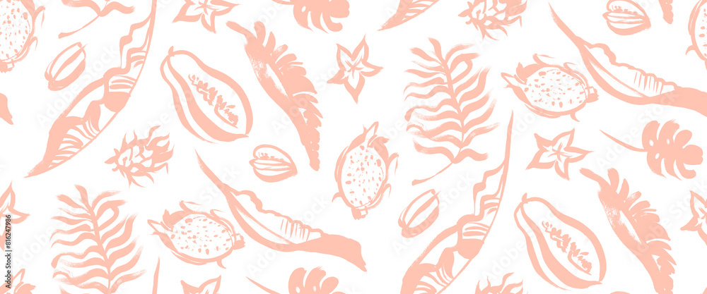 seamless summer tropical pattern with fruit and leave seamless summer tropical pattern with fruit and leave