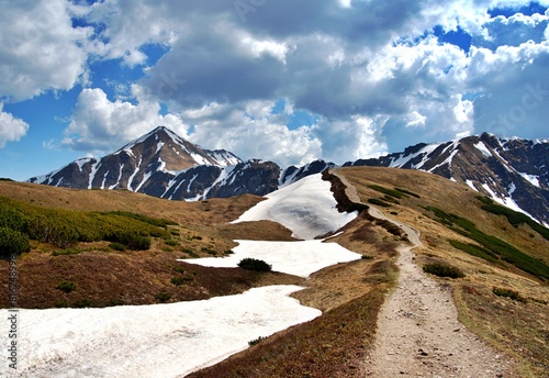 Spring Western Tatras, the trail to Kończysty Wierch and Starorobocianski Wierch, Tatra Mountains, Poland