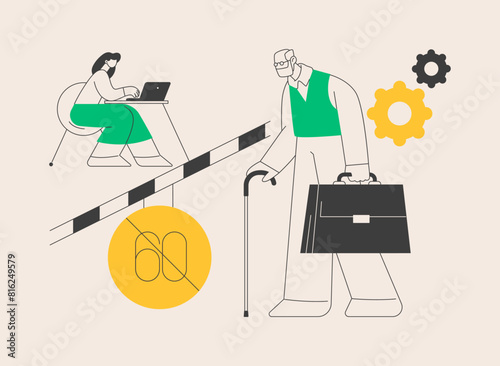 Ageism social problem abstract concept vector illustration.