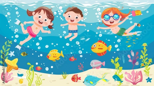 Vector illustration of summer fun swimming