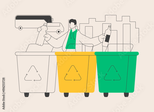 Garbage collection and sorting abstract concept vector illustration.
