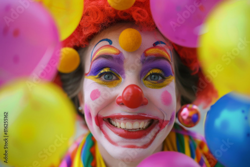 Happy and friendly smiling clown on children's birthday
