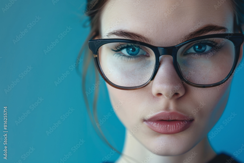 Portrait of handsome girl teenager in eyeglasses