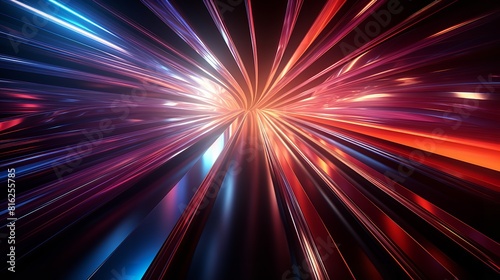 A mesmerizing abstract CGI motion graphics of glowing lines moving through a dark and mysterious tunnel. The lines are bright and vibrant, and they create a sense of movement and depth