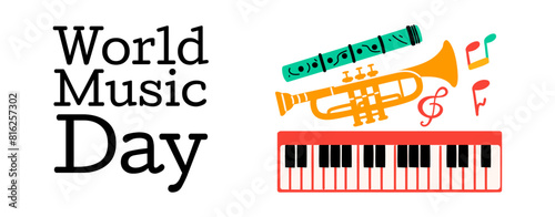 World Music Day graphic banner.  Vector illustration.