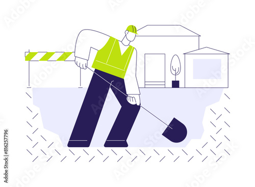 Digging trenches abstract concept vector illustration.